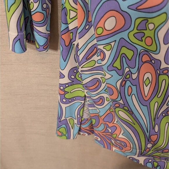 Groovy 60s 70s Multicolored Psychedelic Paisley Long Sleeve XL Tunic Hippie - Picture 10 of 12